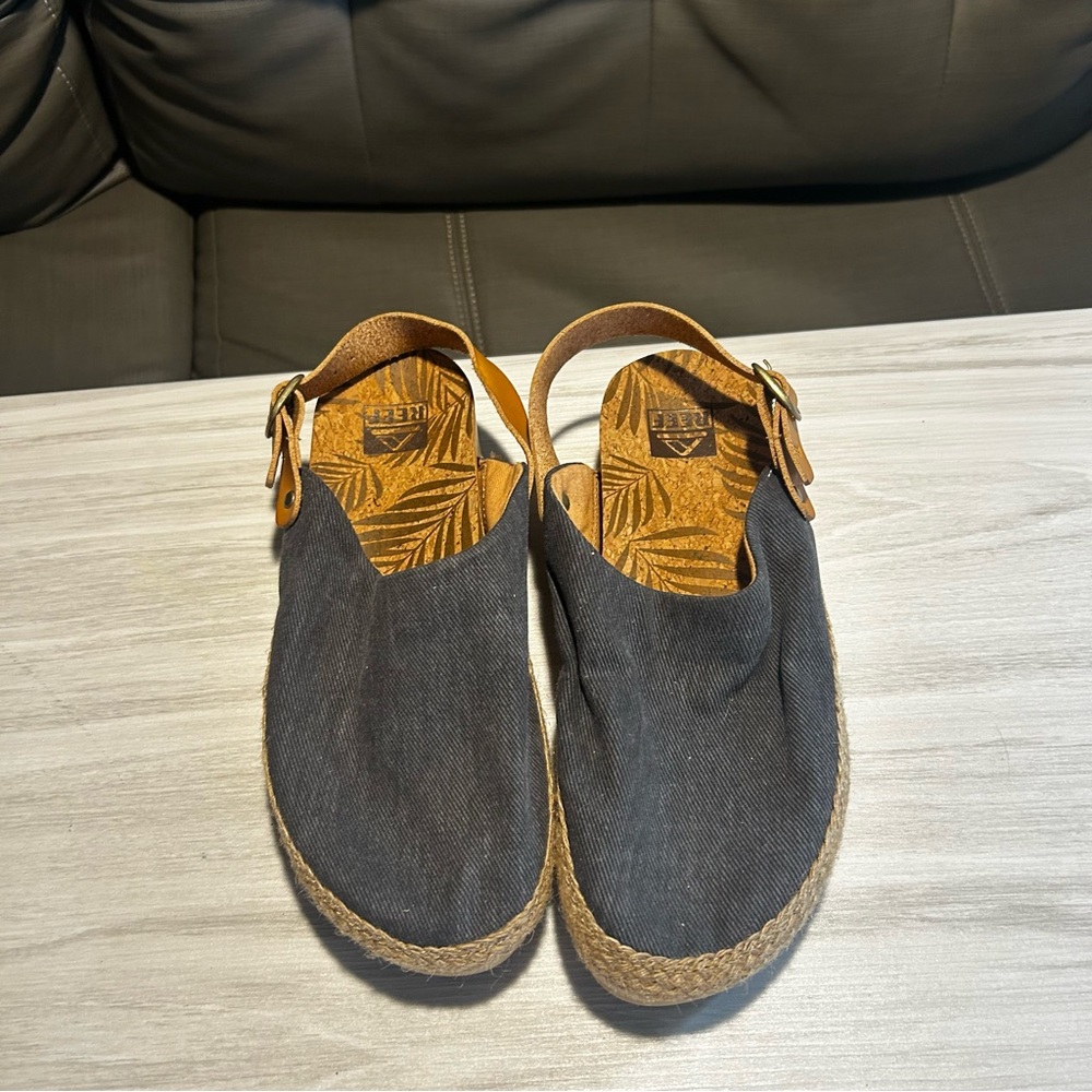 Reef Blue and Brown Espadrilles Comfortable Slip-On Shoes